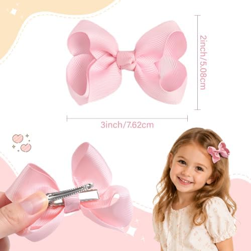 JOYOYO 40Pcs 3" Hair Bows Alligator Clips Grosgrain Ribbon Big Bows Clips For Girls Toddlers Kids Children - Image 2