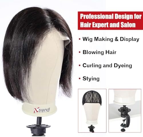 XTREND 21-24'' Poly Canvas Block Head Mannequin with Stand Set for Wig/Hair Extension Making Display & Styling - Image 4