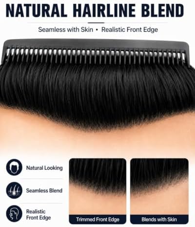 0.03mm Ultra-Thin Skin Men Toupee Human Hair, #4 Light Brown - Image 3