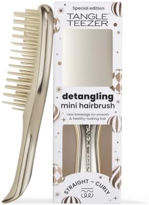 Tangle Teezer Chrome Detangler Mini Hair Brush, Straight to Curly, Gold by TangleTeezer
