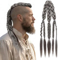 NTYNTY Viking Hair Extensions for Men – 24" Handcrafted Clip In Braided Ponytail Hairpiece for Halloween Viking Costume Renaissance Warrior Accessories - Silver Gray by NTYNTY