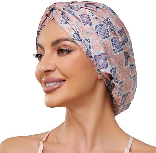 Bohemia Adjustable Silk Bonnet Satin Curly Hair Wrap for Sleeping Women by KAAHYNNO