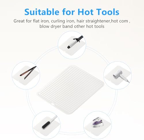Heat Resistant Mat Large Silicone Hot Hair Tools Mat for Curling Irons Flat Iron Hair Straightener Vanity Mat Portable Hair Styling Tools Hot Pad 14.2"*11" - Image 5