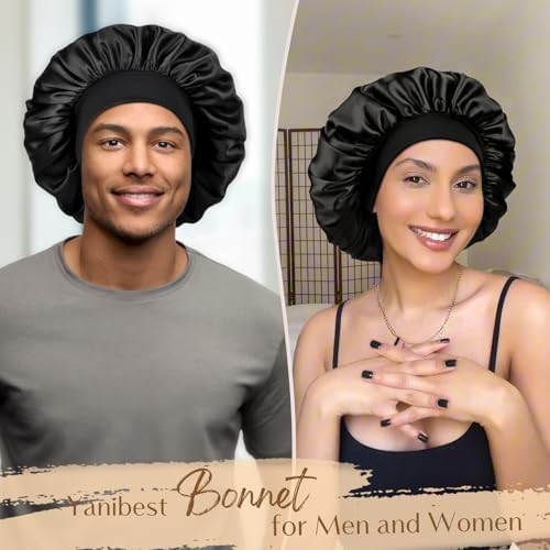 YANIBEST Soft Satin Bonnet for Men Women, Sleep Cap to Maintain Moisture - Image 5