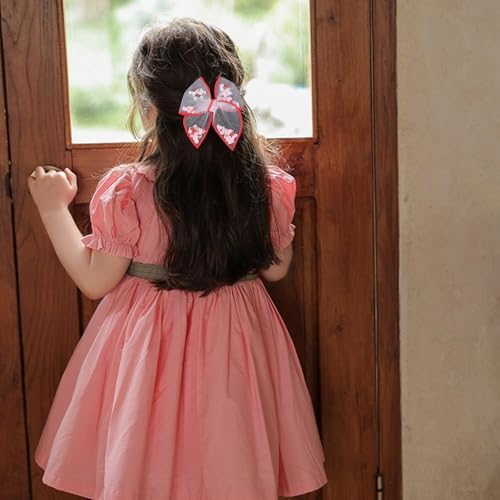 Baseball Mesh Tulle Bow Hair Clips for Cheerleader Girls Women,4 Inch White Softball Shaker Fable Bow Alligator Barrettes,Game Day School Sport Season Hair Accessory Player Gift - Image 5