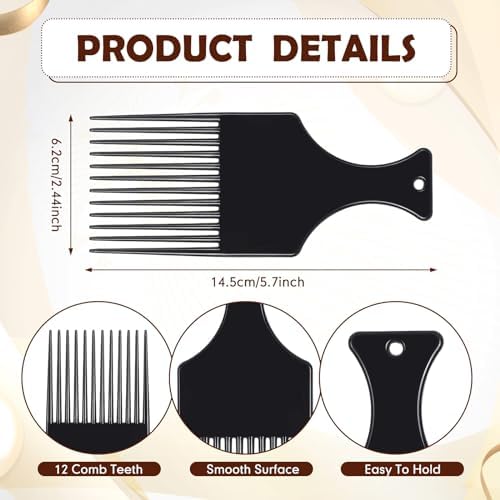 Zhehao 120 Pcs Hair Pick Bulk Afro Pick Comb Wide Tooth, Black - Image 2