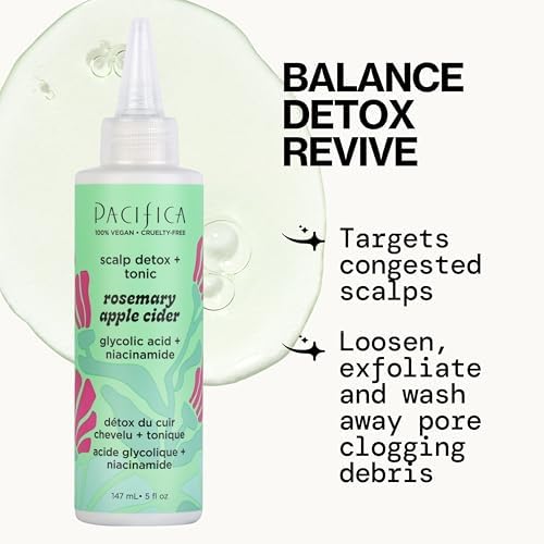 Pacifica Scalp Detox Set – Rosemary Apple Cider Vinegar Scalp Exfoliating Tonic with Scalp Massager Brush, Deep Cleansing & Clarifying Treatment for Buildup, Dry Flaky Scalp, Vegan - Image 3