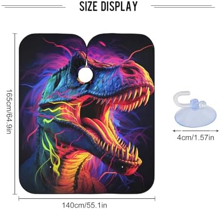ALAZA Neon Dinosaur Barber Cape for Men Women, Waterproof Haircut Apron Beard Shaving Bib Hair Cutting Cloth 55 x 65 Inch - Image 3