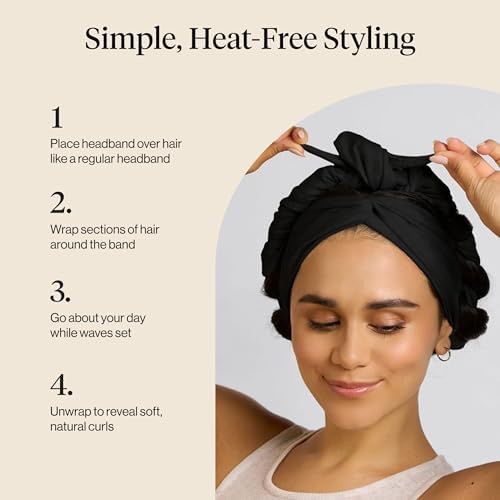 Kitsch Set & Flow Active Heatless Curling Headband For Women - Black, 1pc - Image 6