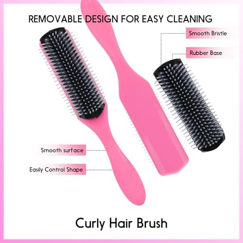 14Pcs Hair Brush Set with Sleep Bonnet,Detangle Hair Brush And Spray Bottle, 3 Pieces Smooth Hairbrush For Toddlers, Suitable For Wet and Dry Hairstyles, Suitable For Adults And Children (PINK) - Image 3