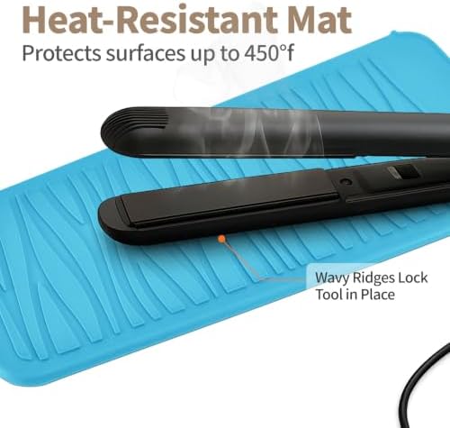 Silicone Heat Resistant Travel Mat Pouch for Hair Straighteners, Curling Irons, Wands, and Hot Styling Tools (Sky Blue) 1 Pack - Image 5