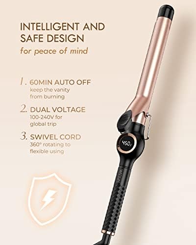 WEEYUM Curling Iron 1 Inch Barrel, Long Hair Curling Wand, Dual Voltage - Image 6