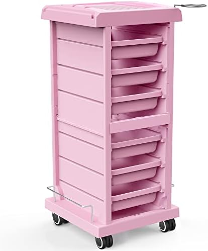 TASALON 6-Tray Multipurpose Rolling Salon Storage Cart, Pink by TASALON