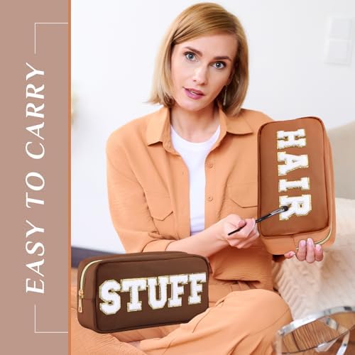 Remerry 4 Pcs Makeup Bags Nylon Set,Brown Series - Image 5
