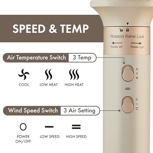 6-in-1 Hot Air Multi-Styler with Case, Hair Dryer & Blow Dryer Thermal Round Brush, Auto-Wrap Curler & Straightener, Fast Drying & Negative Ion Styling for Smooth Frizz-Free Blowouts (Crème) - Image 2