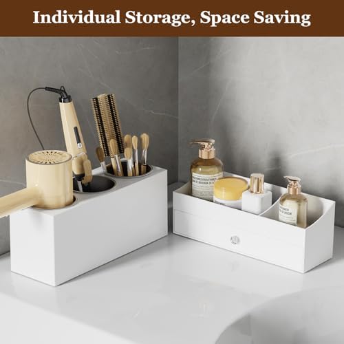GFWARE Hot Hair Styling Tool Organizer with Drawer & 3 Cooling Cups, White - Image 5