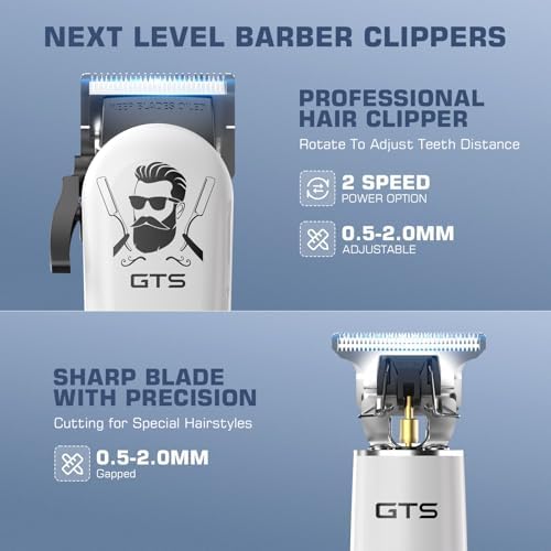 GTSPro Hair Clippers for Men, Clippers and Trimmers Set, Barber Clippers, Electric Hair Trimmer with Box, Gifts for Men White - Image 2