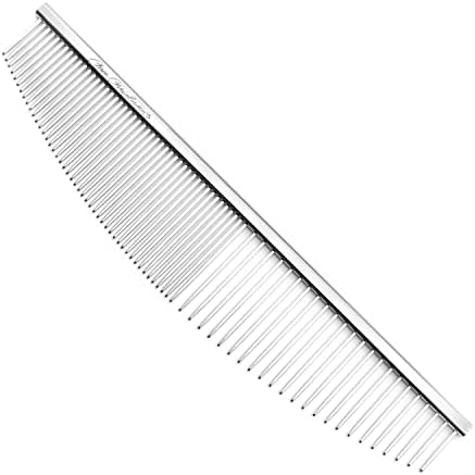 Chris Christensen 00C 6.5 in Crescent Coarse/Fine Finishing Butter Comb, Groom Like a Professional, Rounded Corners Prevent Friction and Breakage, Solid Brass Spin with Steel Teeth, Chrome Finish by ChrisChristensen