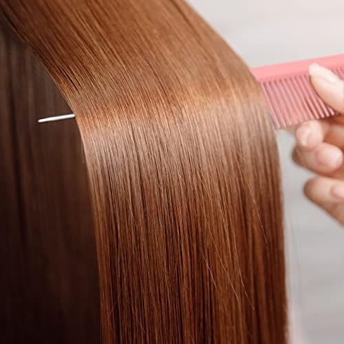 9.3'' Rat Tail Comb for Hair Stylist, Parting Combs for Braiding hair, Rattail Comb with Metal Stainless Steel Pintail for Sectioning, Teasing and Styling (Pink) - Image 4