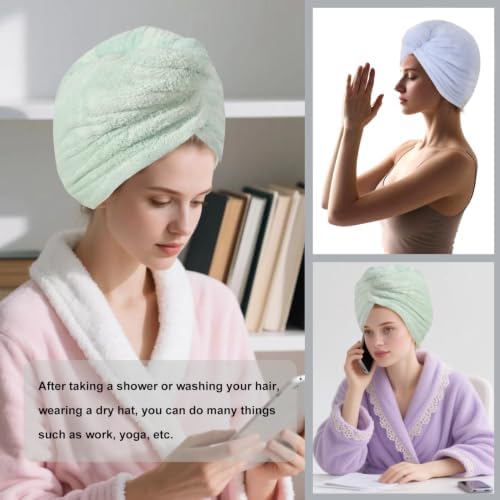 Microfiber Hair Drying Towel Wrap,Hair Turbans Towel for Wet Hair - Image 4
