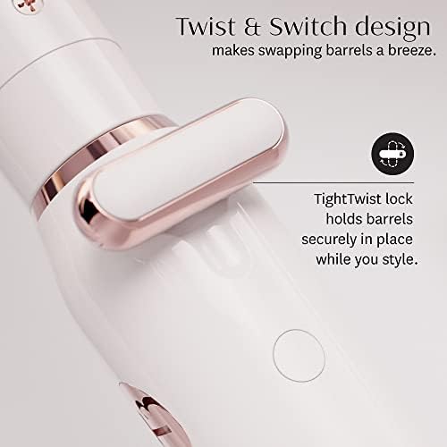 T3 Switch Kit Professional Ionic Interchangeable Curling Iron with 3 Ceramic Clip & Wand Long Barrels for Curling and Waving, 9 Adjustable Heat Settings & Ion Generator, White/Rose Gold - Image 6