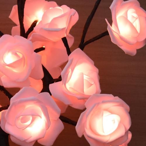 24 LED Pink Rose Tree Light, Artificial Bonsai Flower Table Lamp, USB Battery Powered Romantic Night Light for Bedroom Living Room Party Wedding, Valentine’s Day Mother’s Day for Her - Image 6