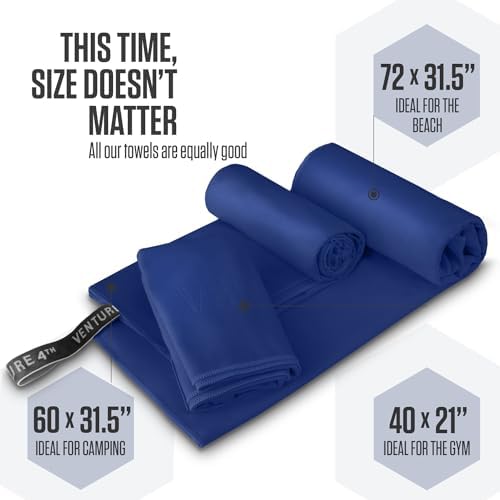 VENTURE 4TH Quick Dry Microfiber Towel for Camping & Gym - Navy Blue Large - Image 3
