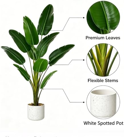 Garvee 4FT Artificial Banana Tree with Planter, Fake Tropical Trees - Image 2