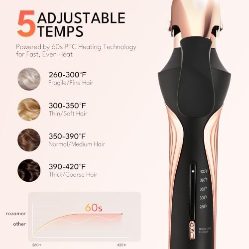 Rozamor 1 Inch Titanium Curling Iron with Clamp for Curls and Waves - Image 4