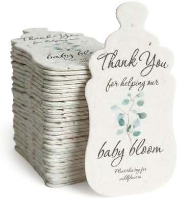 15 Green Baby Bottle-Shaped Gift Wrap Tags with Wildflower Seeds by SeedBloom
