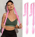 LyoRuSi 2 Pack 34 Inch Pink Long Braided Ponytail Extension with Hair Tie by LyoRuSi