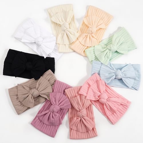 CÉLLOT 10 Colors Super Stretchy Soft Knot Hair Bows Baby Girl Headbands - Image 4