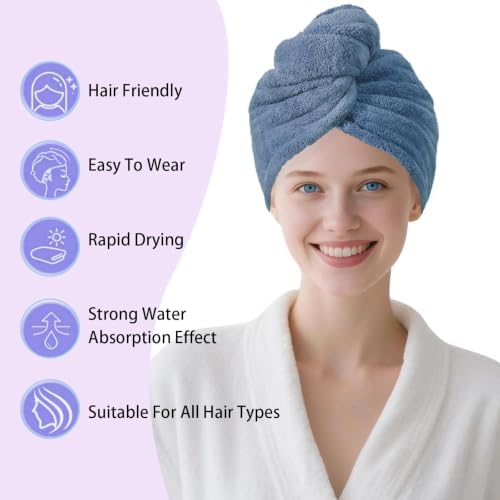 Microfiber Hair Drying Towel Wrap,Hair Turbans Towel for Wet Hair - Image 4