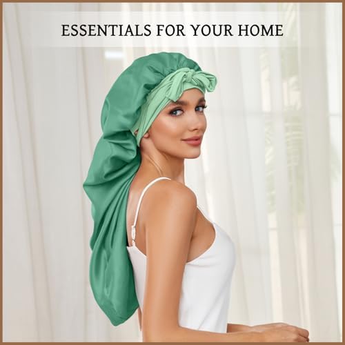 DEMAZALO Silk Long Bonnet for Braids & Curly Hair, Silk Satin Bonnet for Sleeping, Extra Large Bonnets for Women Braid - Image 4