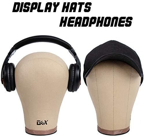 GEXWORLDWIDE GEX 21.5" Canvas Cork Wig Block Mannequin Head for Wig Making Drying Styling Display with Table C Clamp Stand Holder (Light Brown 21.5") - Image 6