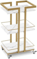BarberPub Salon Trolley Cart on Wheels, 3-Tier Metal Utility Cart 2033 by BarberPub