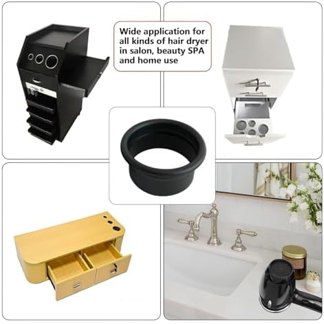 Hair Dryer Holder Organizer, 3.0 Inch 2pcs Open Hair Styling Dryer Holder Tube Package 2pcs Salon Station Hair Dryer Organizer Holder Tube Black Color - Image 6