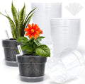 BTPLASTIK Clear Plastic Nursery Pots for Plants, 6 Inch Transparent Plant Pot with Drainage Holes, Flower Pots with Saucers, Seed Starter Pots with 15 Pcs Plant Labels, Gardening Gifts by BTPLASTIK