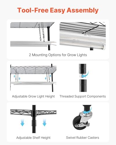 VEVOR Indoor Greenhouse with Grow Light, 59 in Tall 4-Tier Plant Stand with Clear Cover, Timer & Hygrometer, 180W Full Spectrum Grow Lights, Metal Lighted Plants Shelf Holder for Indoor Plants - Image 6