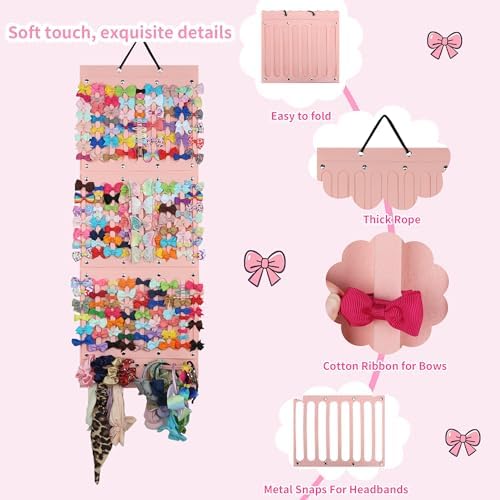 PACMAXI Baby Girl Hair Bows Holder, Hair Clips Storage Hanger For Ribbons - Image 3