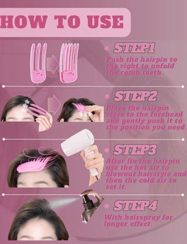 Hair Volume Clip - 2PCS Root Clips for Curly Hair Volume, Magic Volumizing Hair Clips for Creating Fluffy Bangs & Lifting Roots, Wind Shaping Styling Comb Set(Rose Purple) - Image 3