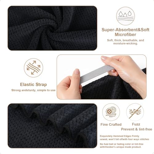 Microfiber Hair Towels, Waffle Hair Towel Set, Super Soft Highly Absorbent, Sturdy Quick Drying Turbans for Long, Thick, Curly Hair (2 Pack, 40" x 20") - Image 5