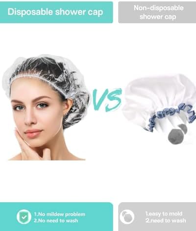 Auban 100PCS Disposable Shower Caps, Hair Cap Large Plastic Clear Thick Waterproof Bath Caps For Women, Hotel Travel Essentials Accessories Deep Conditioning Hair Care Cleaning Supplies(17.3") - Image 5