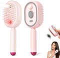 Electric Spray Air Cushion Massage Comb, 2026 Upgrade Electric Steaming Massage Hair Care Brush, Self-Cleaning Anti-Tangle Steam Brush for Hair, Anti-Static for Frizzy & Scalp Care (Pink) by Unknown