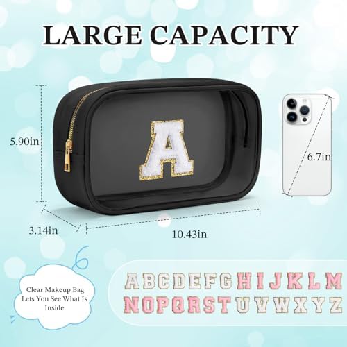 YOOLIFE Birthday Gifts for Girls Kids Makeup Bag Organizer Clear Toiletry Bags for Traveling Women Cosmetic Bags with Zipper Birthday Gifts for 3 4 5 6 7 8 9 10 11 12 13 Year Old Girls Black Initial L - Image 4