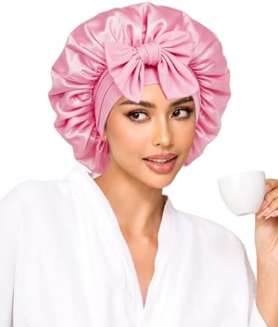Silk Bonnet for Sleeping Satin Hair Bonnet Double Layer Adjustable Sleep Cap with Elastic Tie Band by BESTCHOICEFORYOU%EF%BC%81