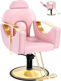 Salon Barber Chair for Hair Stylist, Professional Reclining Hydraulic Styling Chair with Heavy-Duty Pump, All Purpose Hairdresser Chair for Barbershop, Braiding, Shampoo, Spa Equipment, Cute Pink by FELIVINE