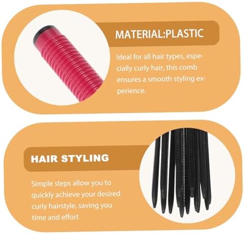 Fluffy Curling Comb for Voluminous Hair Styling Plastic Red - Image 3