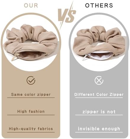 Pocket Scrunchies Hair Ties with Hidden Zipper Scrunchy Ponytail Holder - Image 2