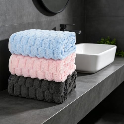 Cloud Velvet Hand Towels 3-Pack 14"x29.6" - Ultra Soft Microfiber Washcloths Set for Bathroom, Quick Dry Face & Hair Towels for Gym Spa - Image 2